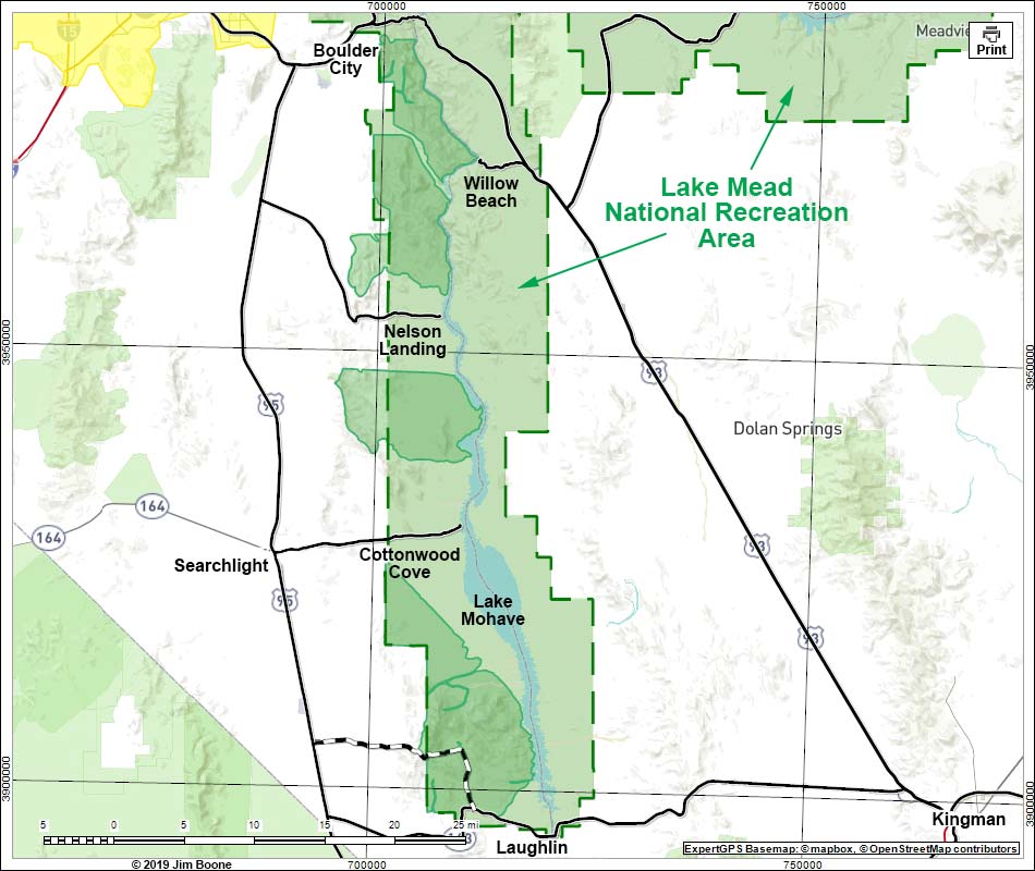 Lake Mead South Section Map