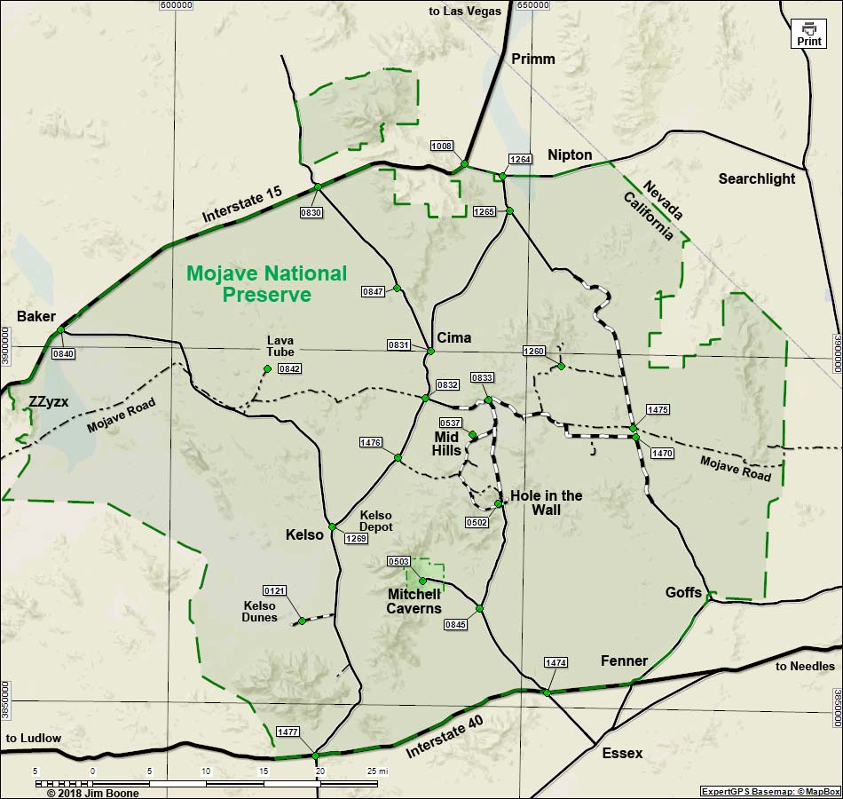 Mojave National Preserve Area Overview Map