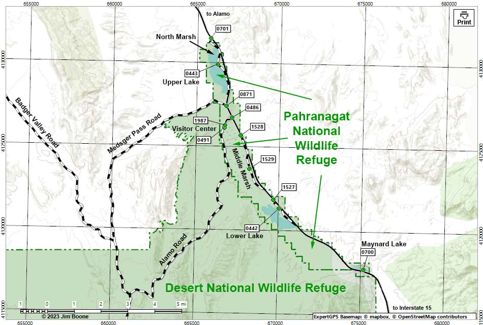 Pahranagat National Wildlife Refuge Map