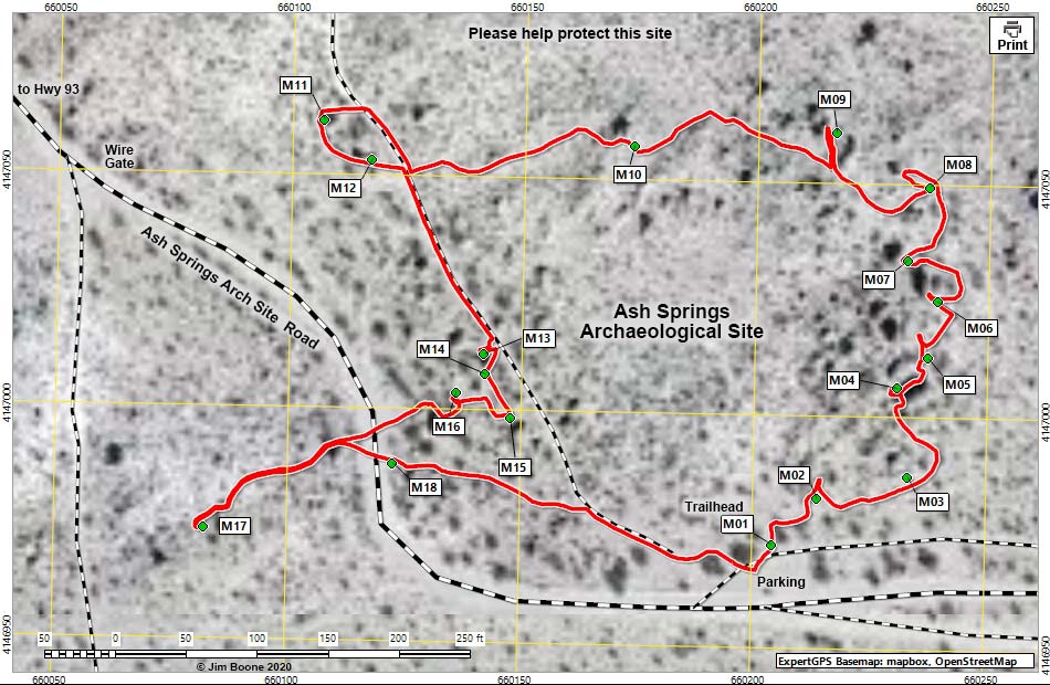 Ash Springs Archeological Area Site Map