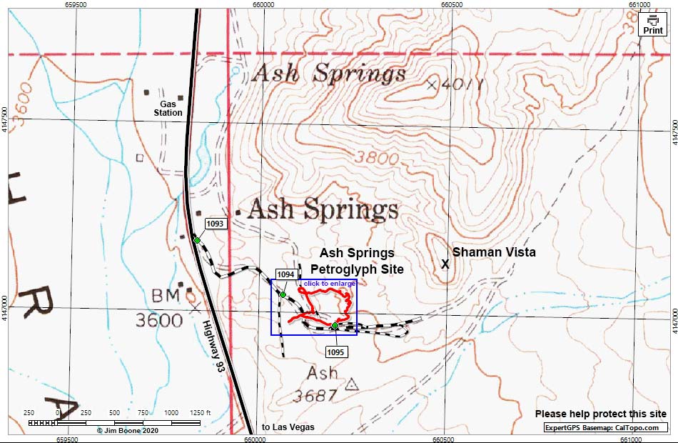 Ash Springs Archeological Area Overview Map