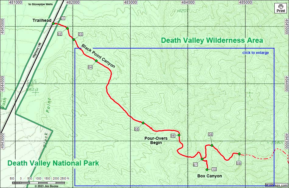 Black Point Canyon Route Map