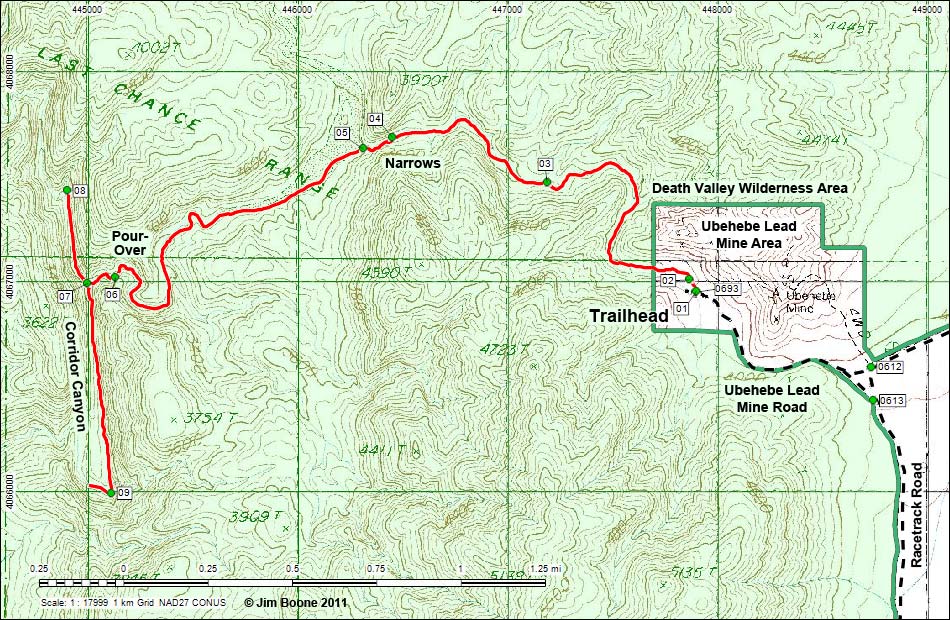 Corridor Canyon Route Map