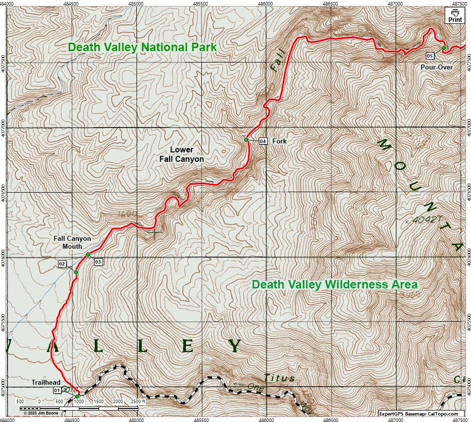Lower Fall Canyon Map