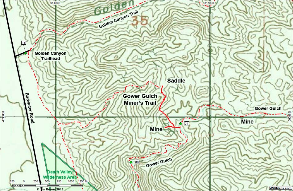 Gower Gulch Trail Map