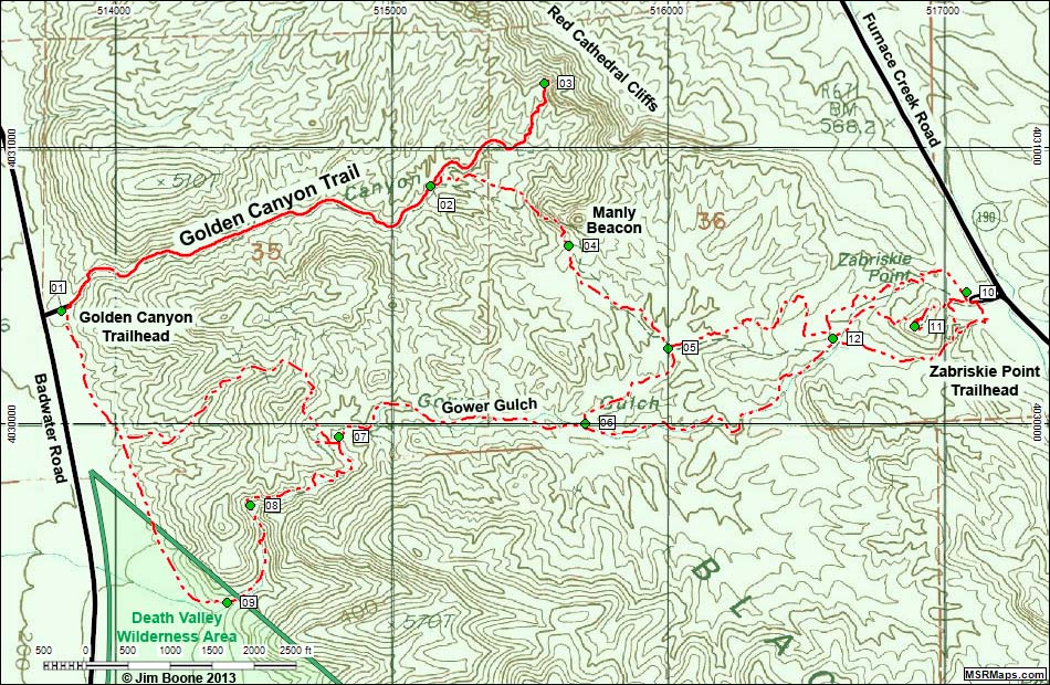 Golden Canyon Trail Map