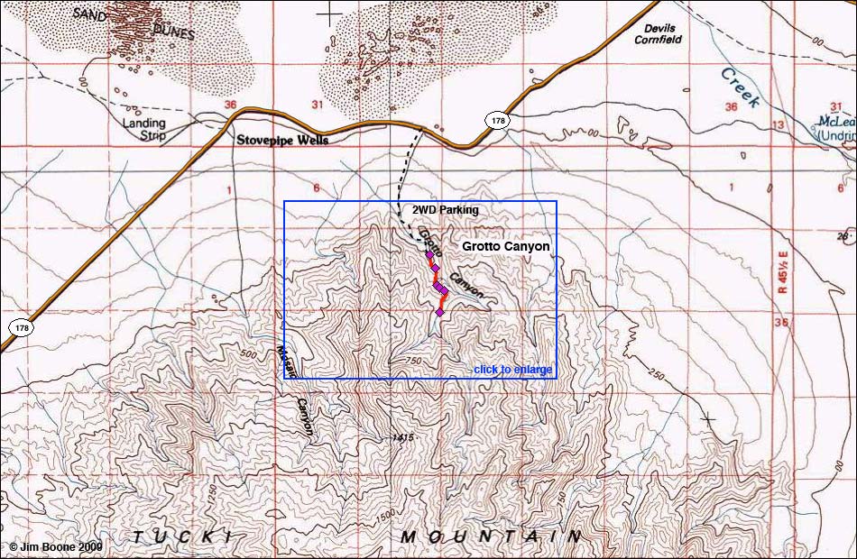 Grotto Canyon Area Overview Map