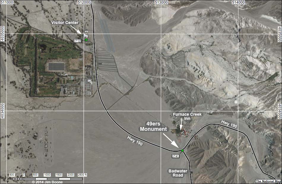 Death Valley 49'ers Gateway Monument Map
