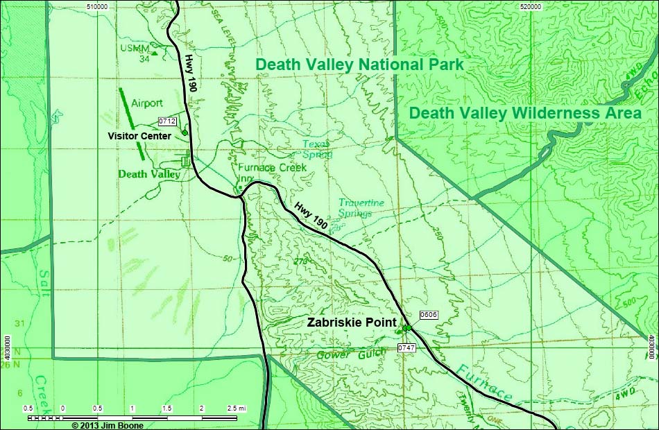 Zabriskie Point Overlook Map