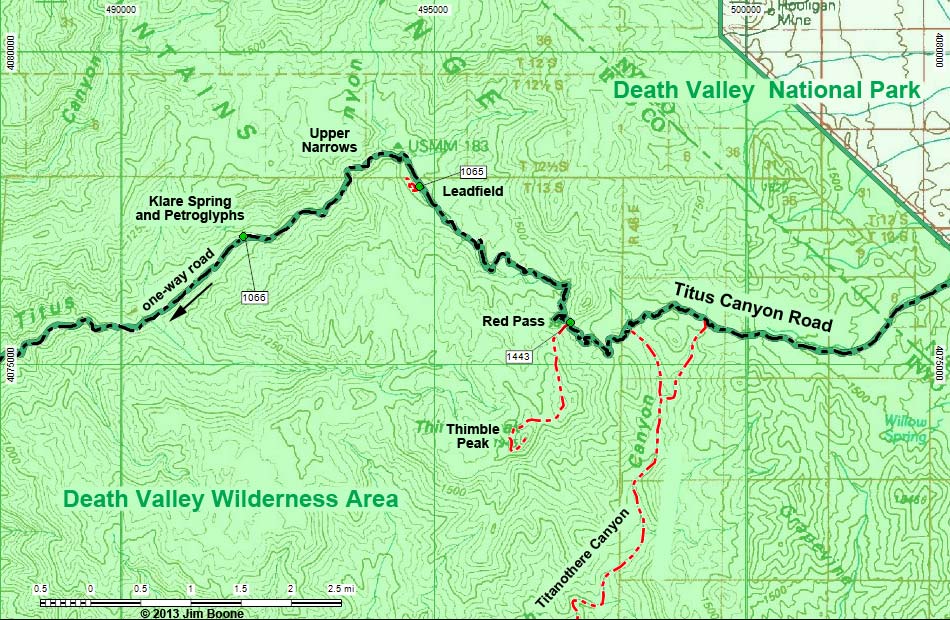 Titus Canyon Road Map