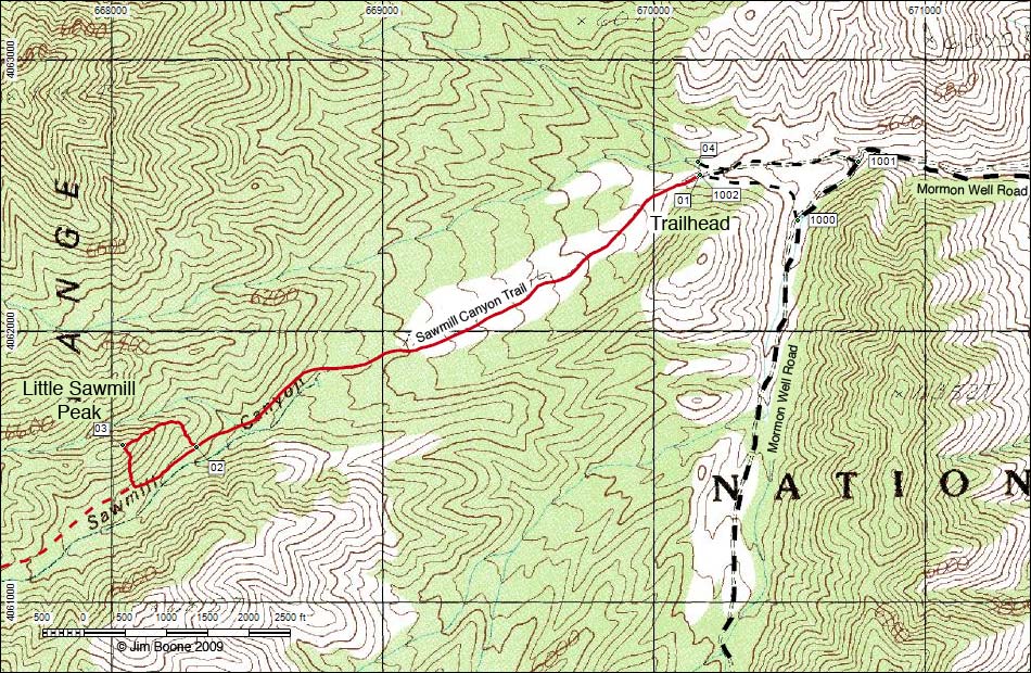 Little Sawmill Peak Route Map