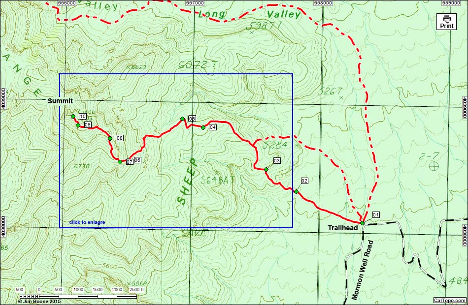 Yucca Peak Route Map