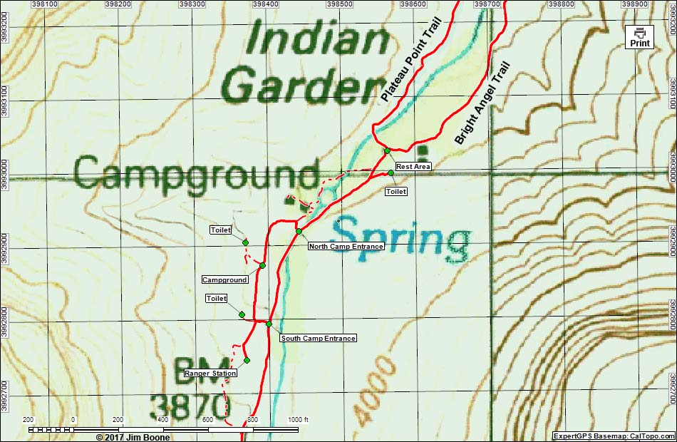 Indian Garden Area Map