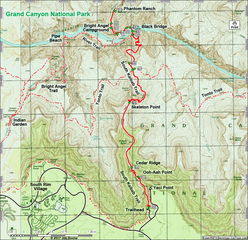 South Kaibab Trail Map
