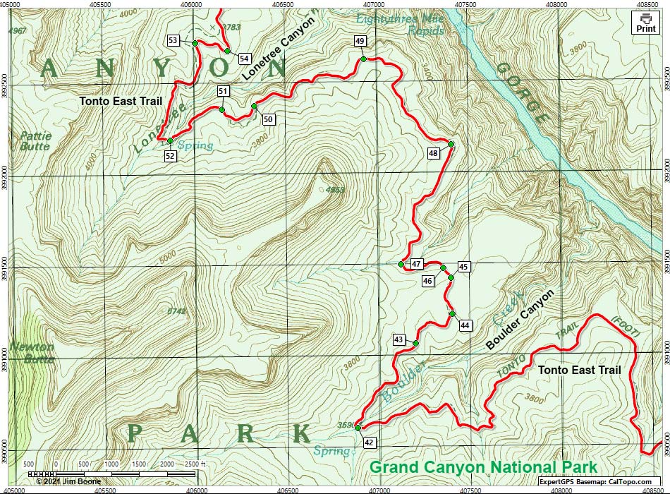 Tonto East Trail map
