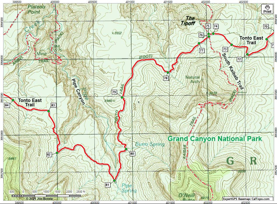 Tonto East Trail map