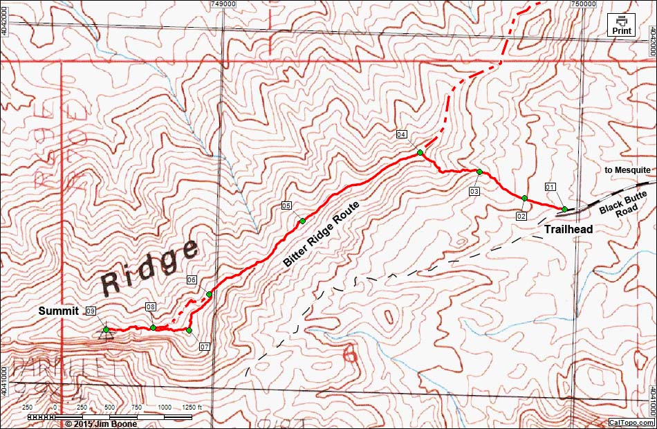 Bitter Ridge Route Map