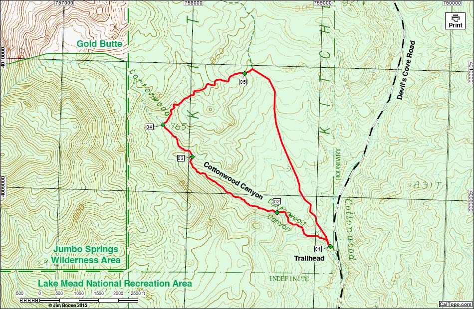 Cottonwood Canyon Route Map