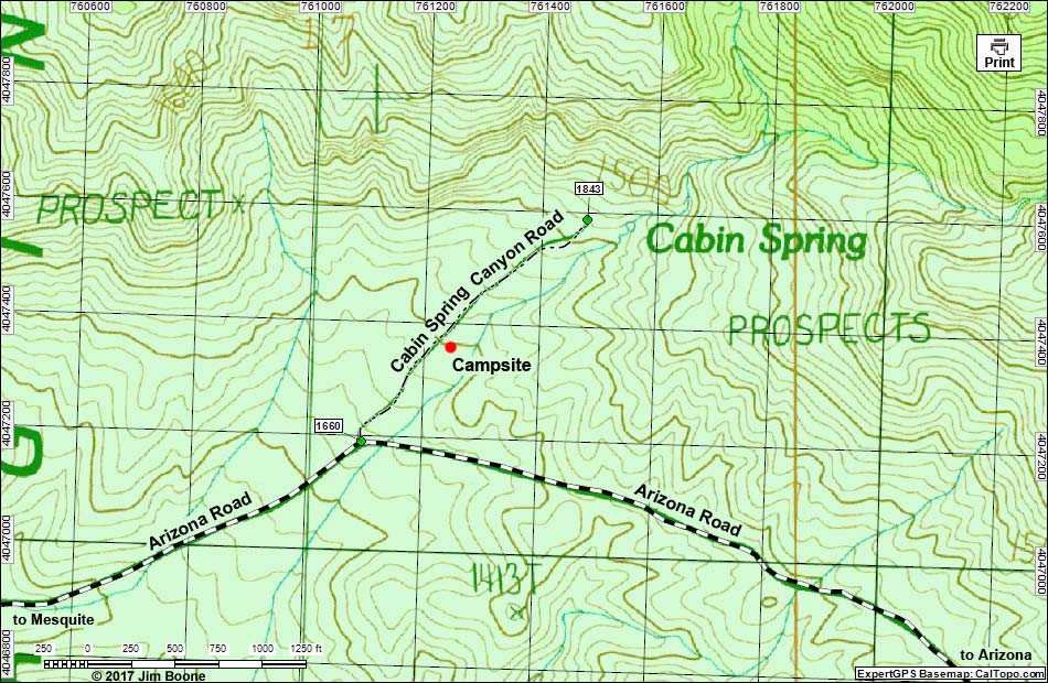 Cabin Spring Canyon Road Map