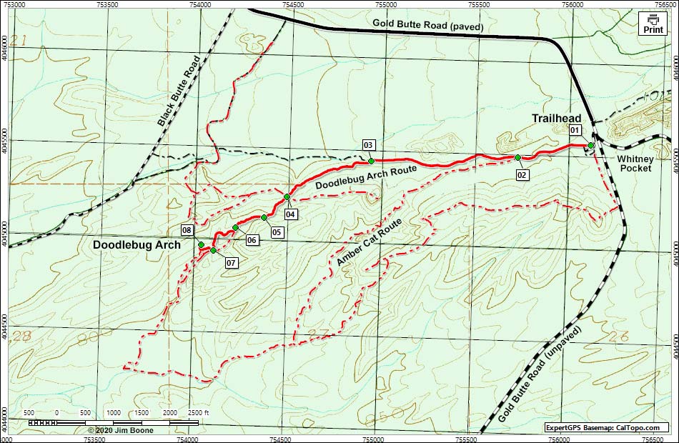 Doodlebug Arch Route Map