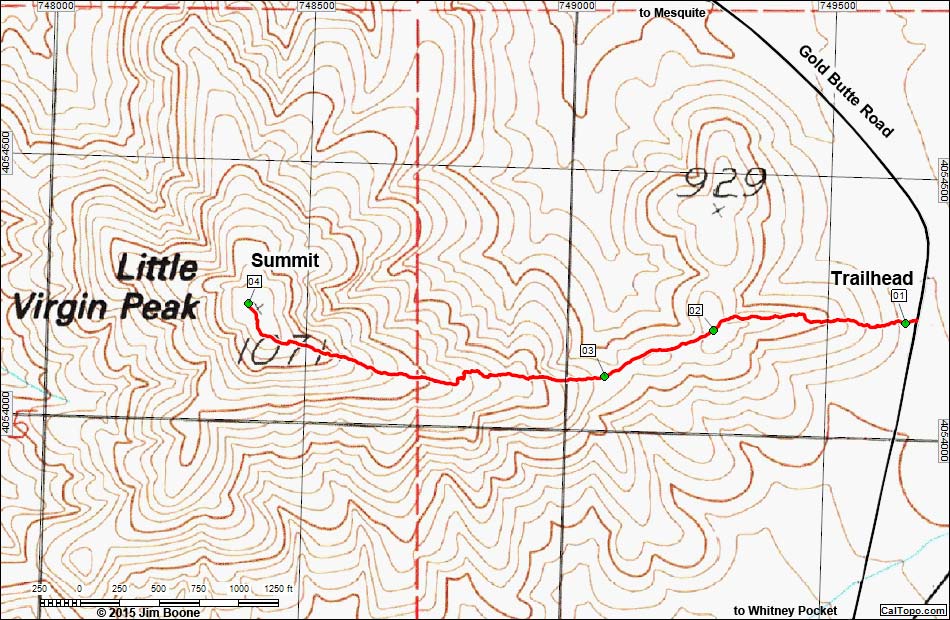 Little Virgin Peak Route Map