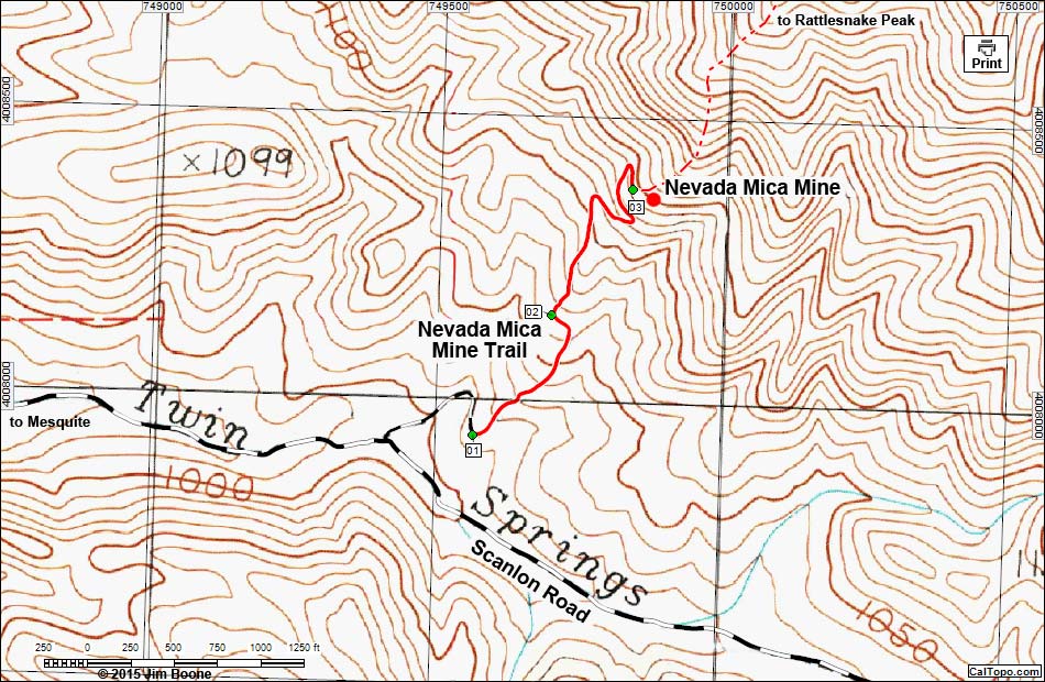 Nevada Mica Mine Trail Map