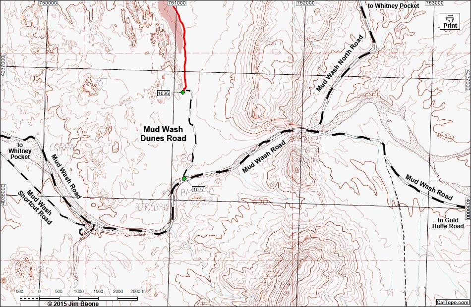 Mud Wash Dunes Road Map
