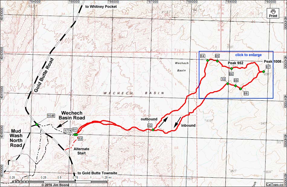 Wechech Basin Loop Map