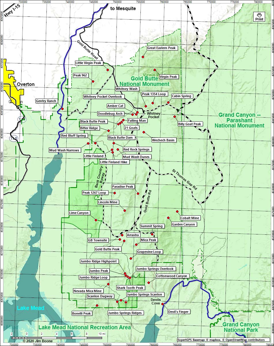 Gold Butte Peak Area Map