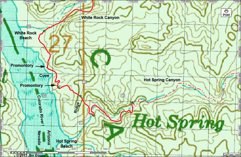 Arizona Hot Spring -- White Rock Canyon Map