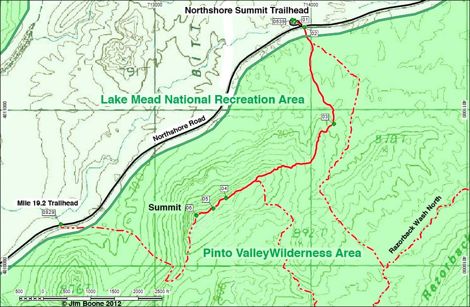 Northshore Peak, East Ridge Route Map
