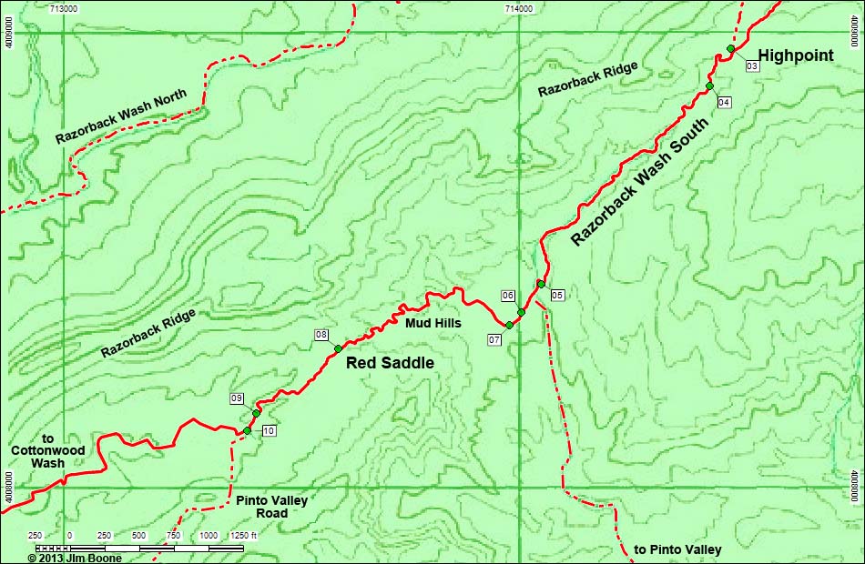 Razorback Wash North Map