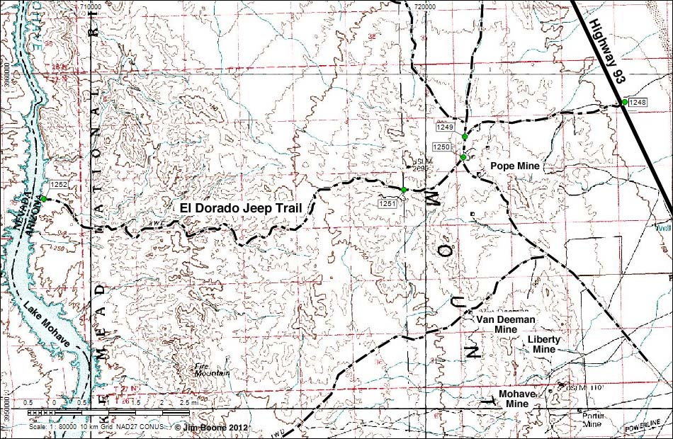 El Dorado Jeep Trail Map