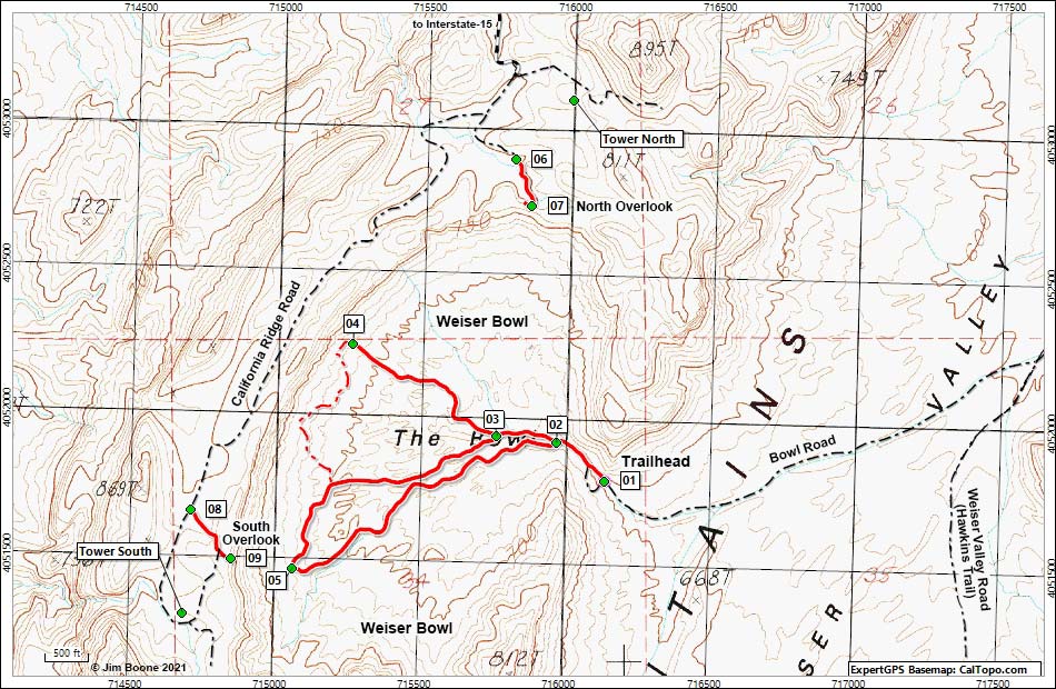 Weiser Bowl Route Map