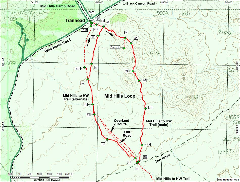 Mid Hills Loop Map