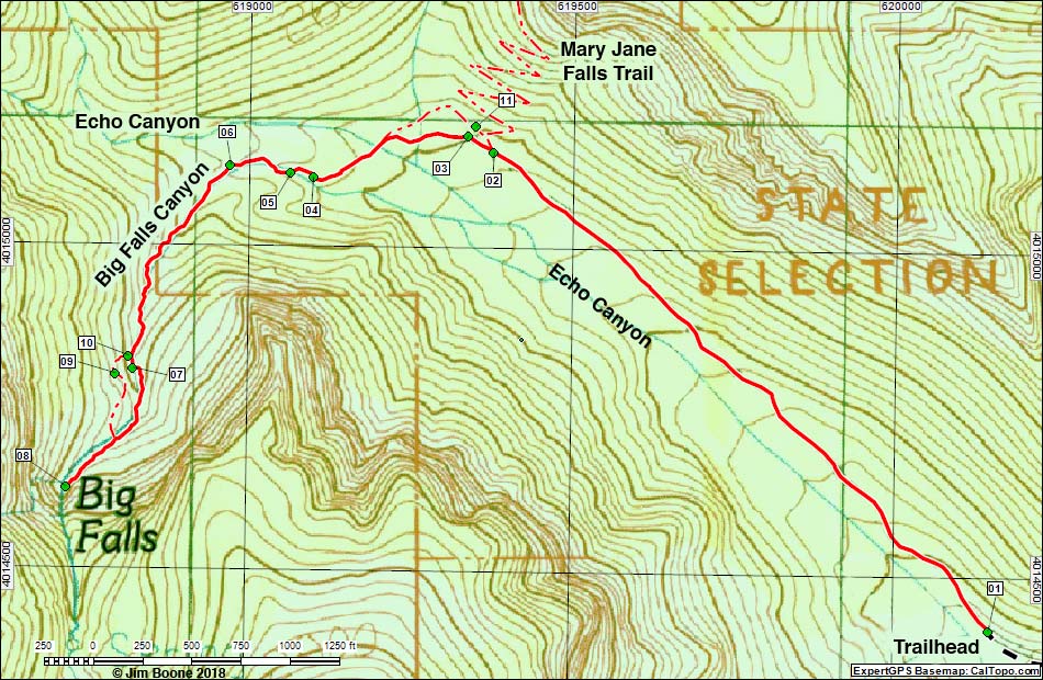 Big Falls Hiking Map