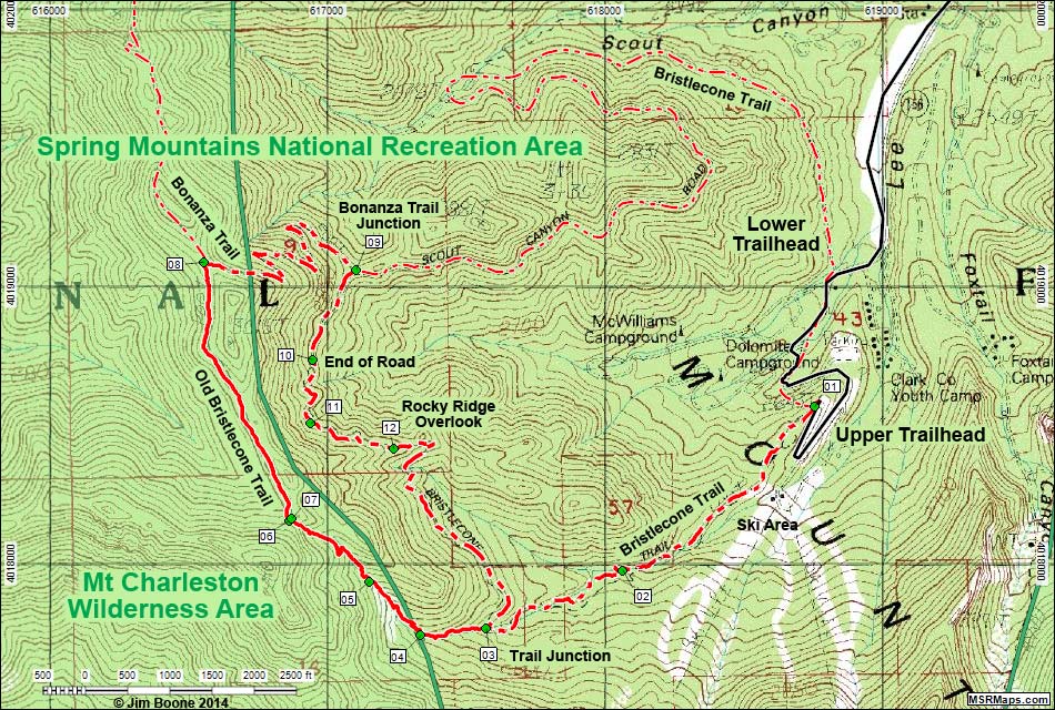 Old Bristlecone Loop Trail Map