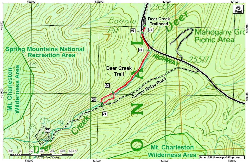 Deer Creek Picnic Area Trail Map