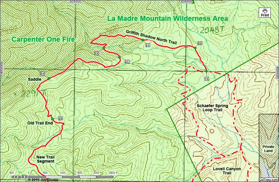 Griffith Shadow North Trail Map