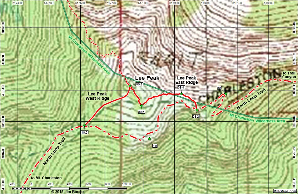 Lee Peak Map