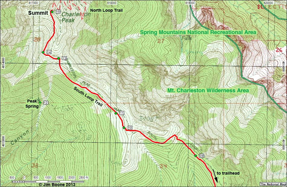 South Loop Trail, Northwest Section Hiking Map