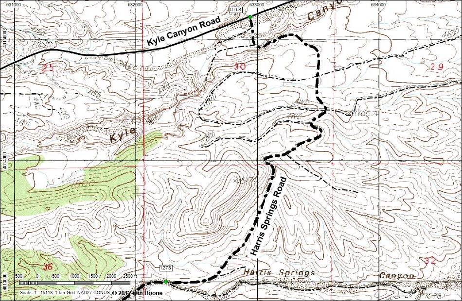 Harris Saddle Trailhead Map