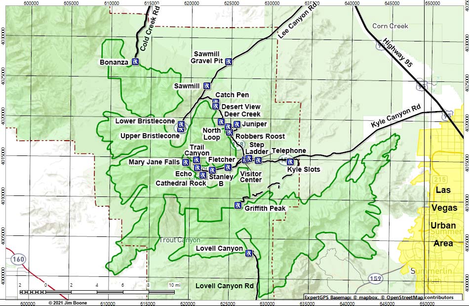 Spring Mountains Trailheads Map