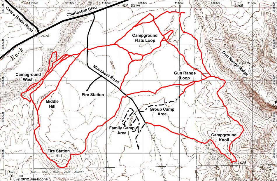 Red Rock Canyon Campground Area Hiking Map