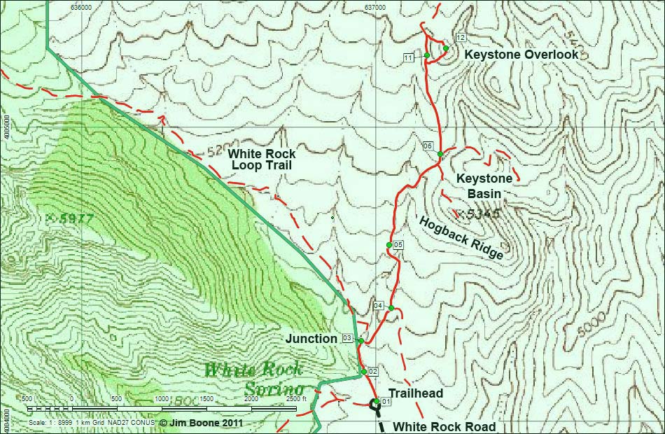Keystone Overlook Route Hiking Map