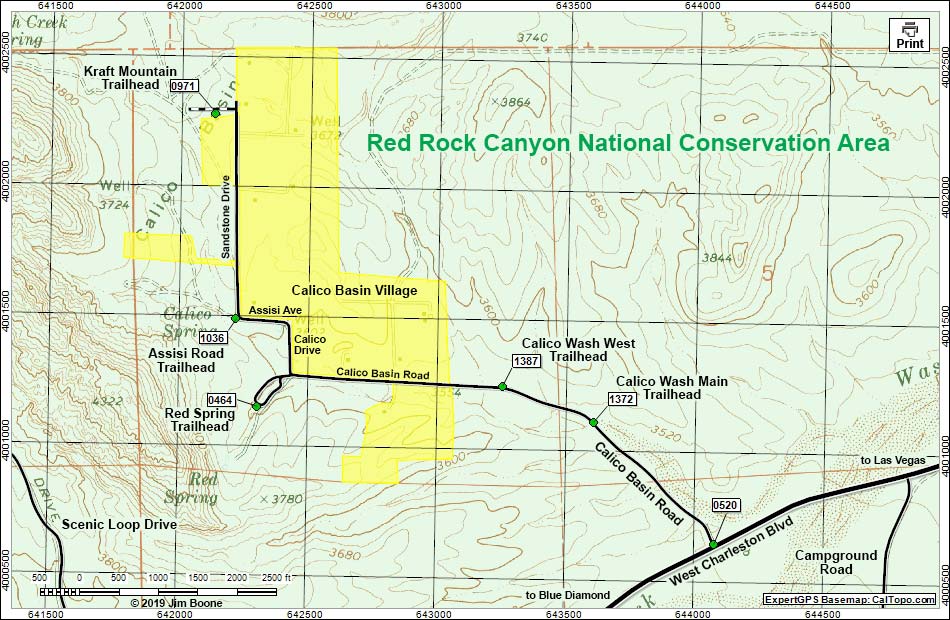 Calico Basin Road Map