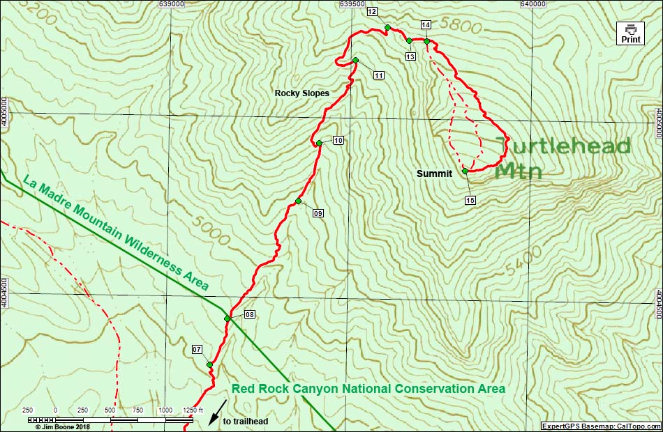Turtlehead Peak Trail Map