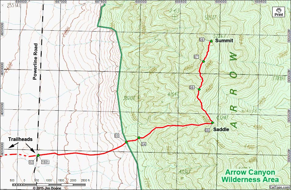 Big Arrow Peak Map