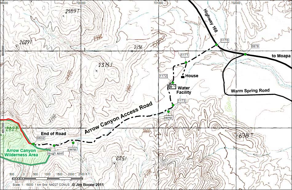Arrow Canyon Access Road Map