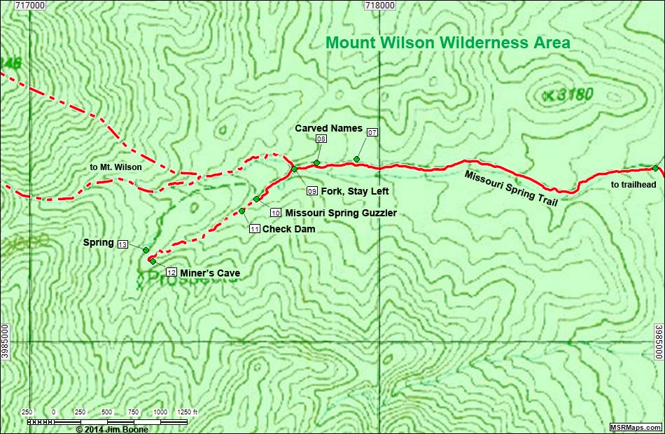 Missouri Spring Trail Map, Western Section